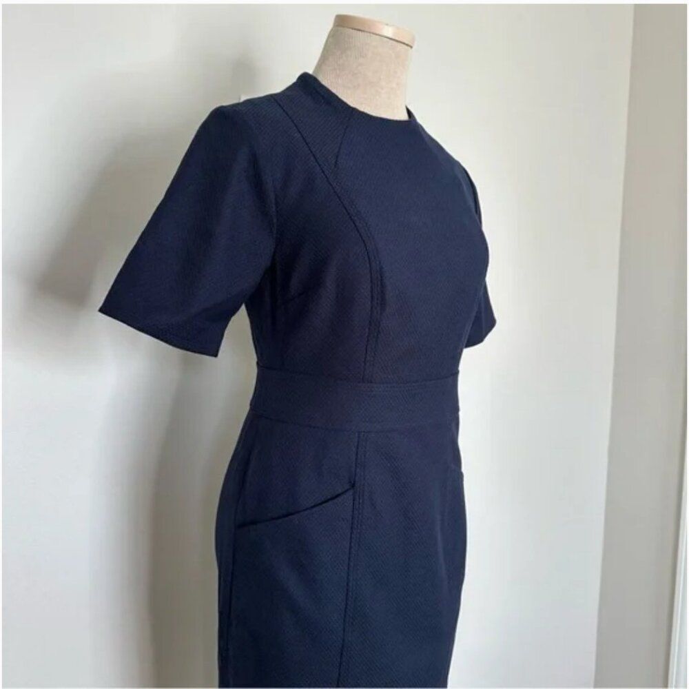 Boden Women's Sheath Dress Short Sleeve Waistbanded Front Slant Pockets Size 4